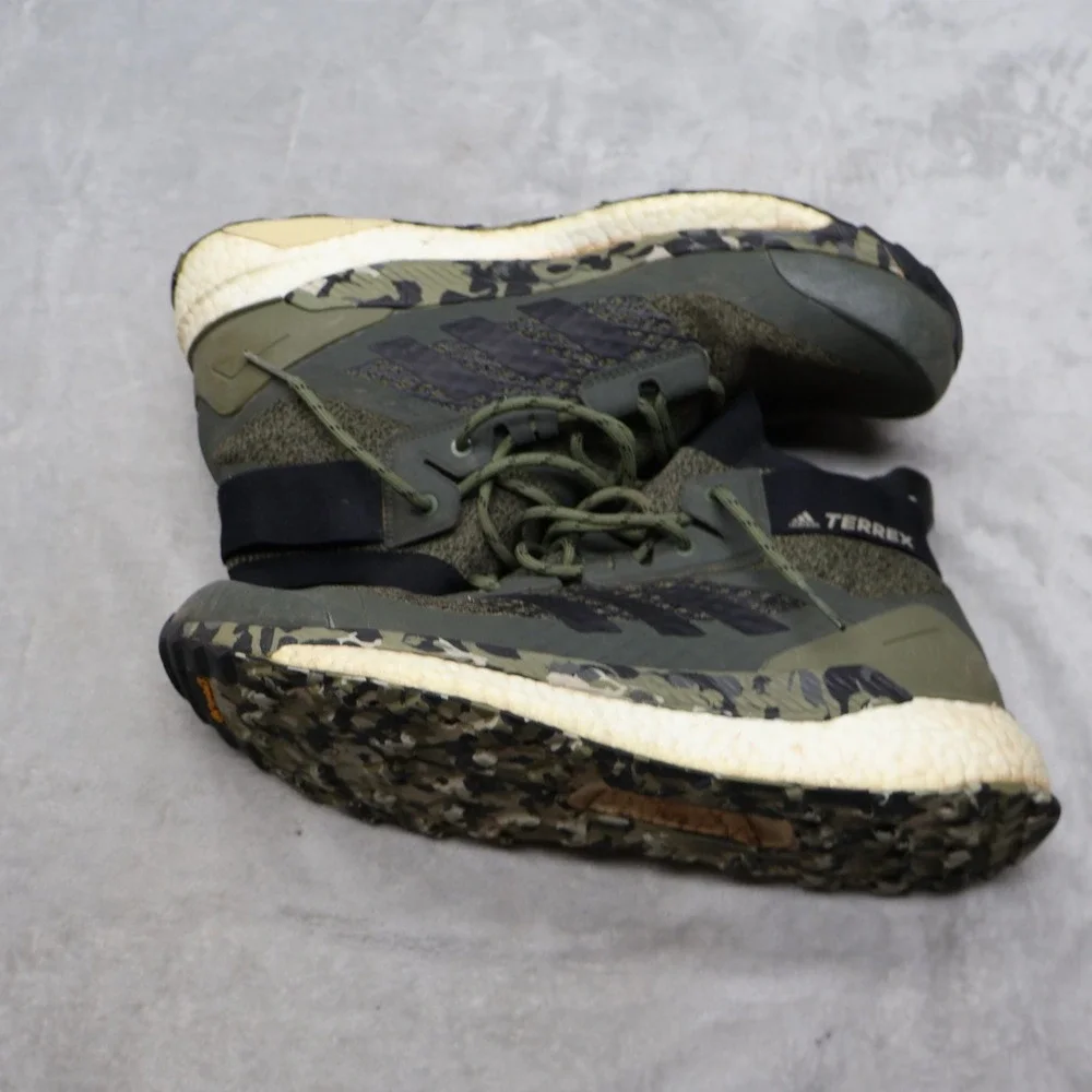 Adidas Mens 12 Athletic Shoes Green Camo Terrex Free Hiker Boost Trail Trekking